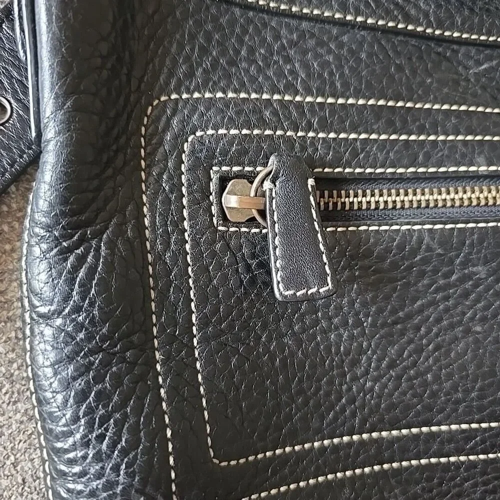 Coach Bleeker Shoulder Leather 10398 Y2k Black Crossbody Bag Tassles Adjusts Vtg